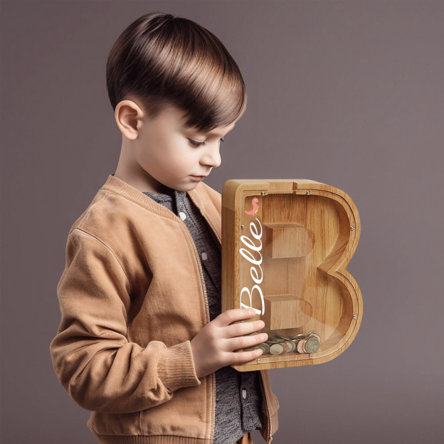 Personalized Kid Cute Wood Letter Money Boxes