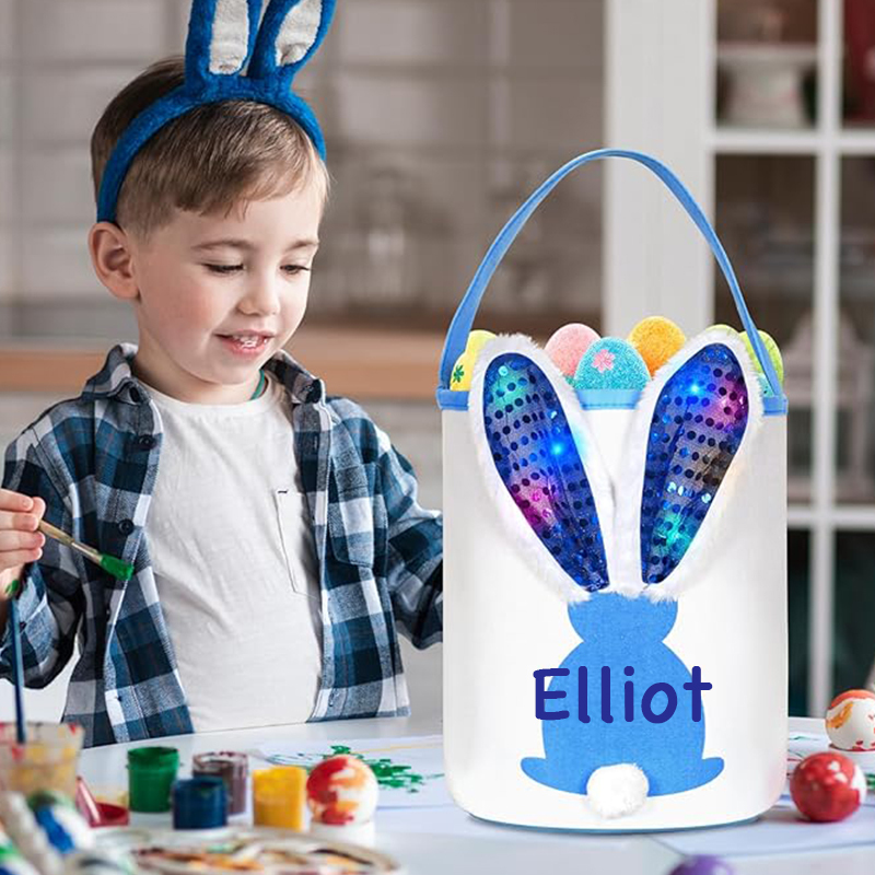 Personalized Kid Led Light Easter Bunny Basket