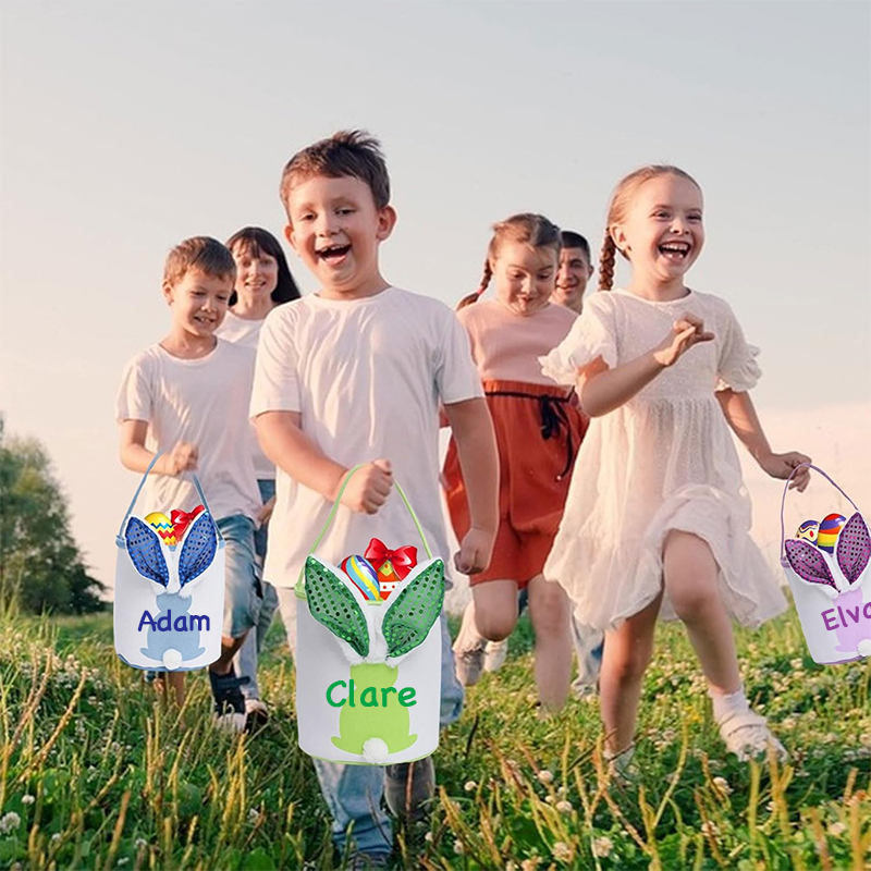 Personalized Kid Led Light Easter Bunny Basket