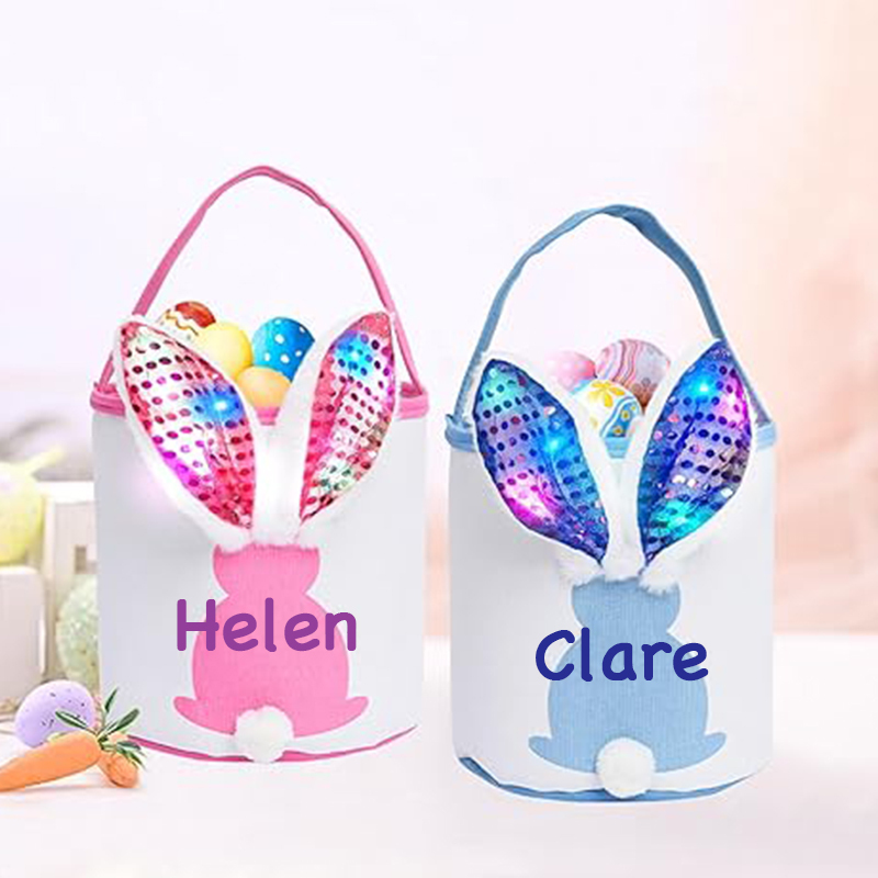 Personalized Kid Led Light Easter Bunny Basket