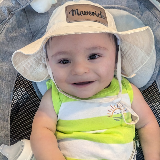 Personalized Kids Leather Patch Bucket Hat