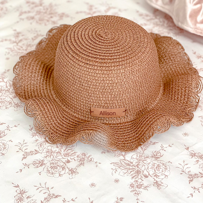 Personalized Summer Leather Patch Straw Hat