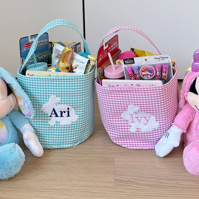 Personalized Easter Embroidered Bunny Basket 