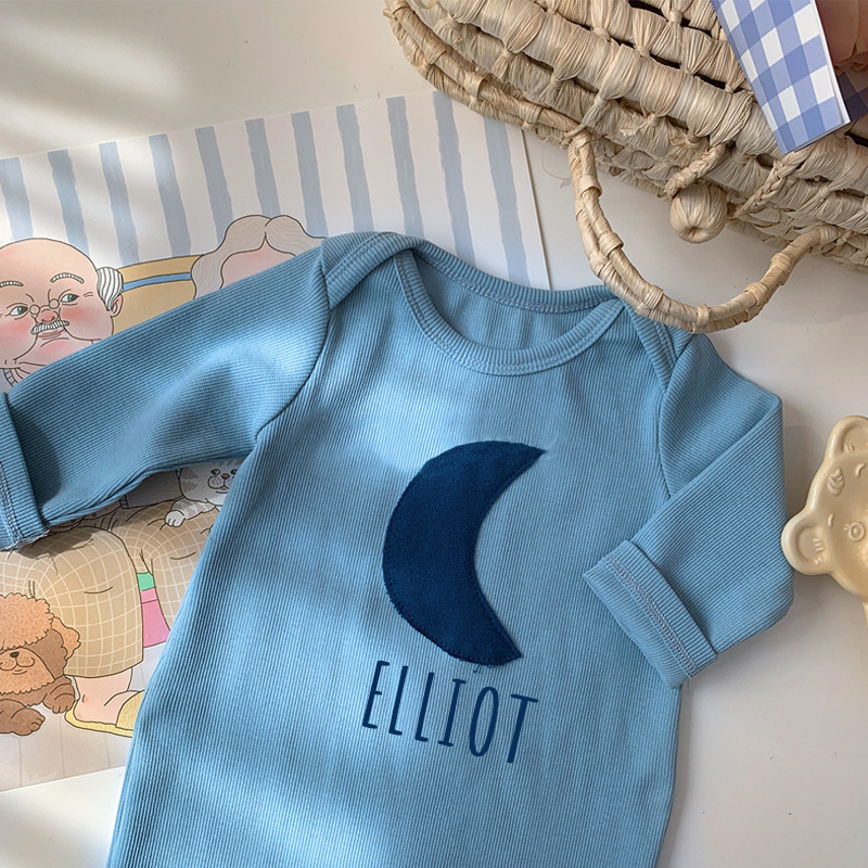 Personalized Kids Cozy Moon Sweatshirt Romper | inRomper10