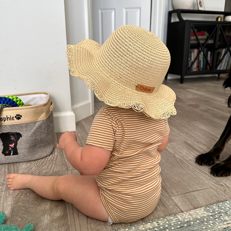 Personalized Summer Leather Patch Straw Hat