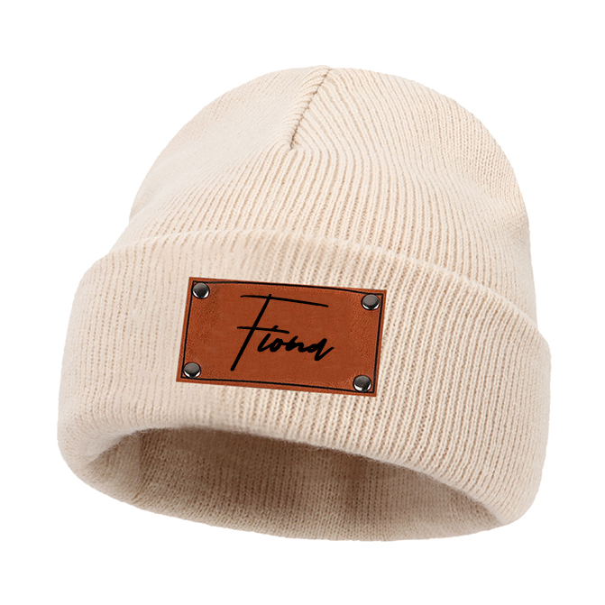 Personalized Leather Patch Kid & Adult Color Beanies for Comfort & Unique | HSKid23