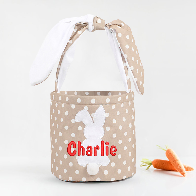 Personalized Easter Embroidered Bunny Basket 