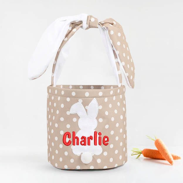 Personalized Easter Embroidered Bunny Basket 