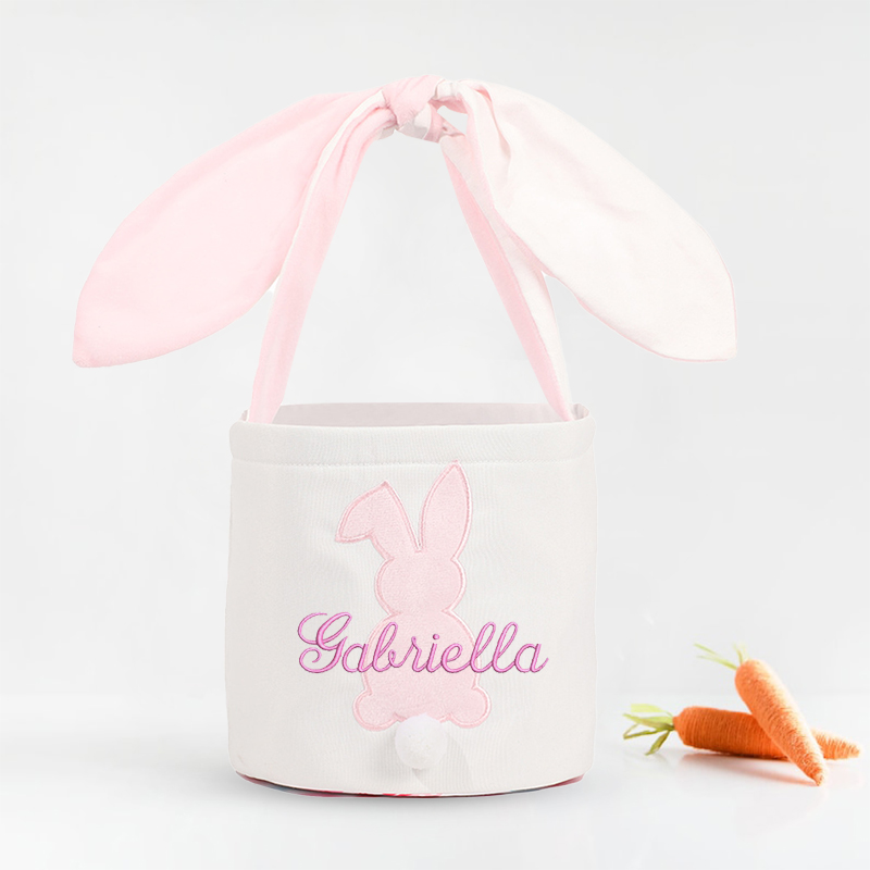 Personalized Easter Embroidered Bunny Basket 