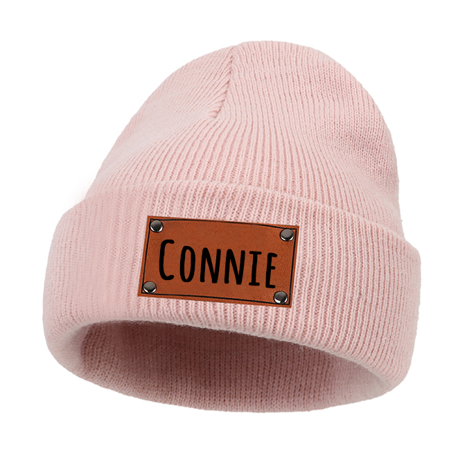 Personalized Leather Patch Kid & Adult Color Beanies for Comfort & Unique | HSKid23