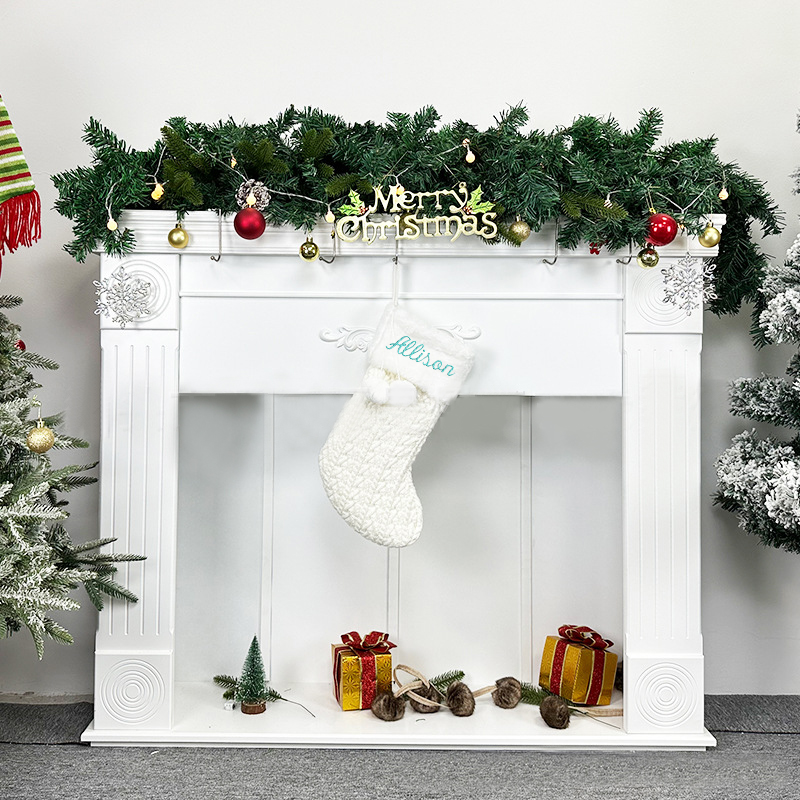Personalized Knitted With Pom Pom Christmas Stocking