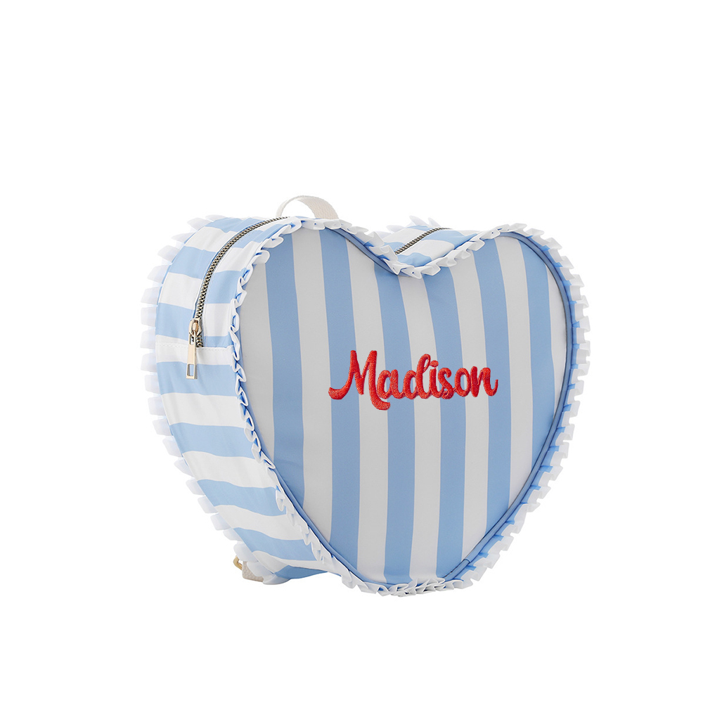 Personalized Girl Embroidered  Name Heart Backpack