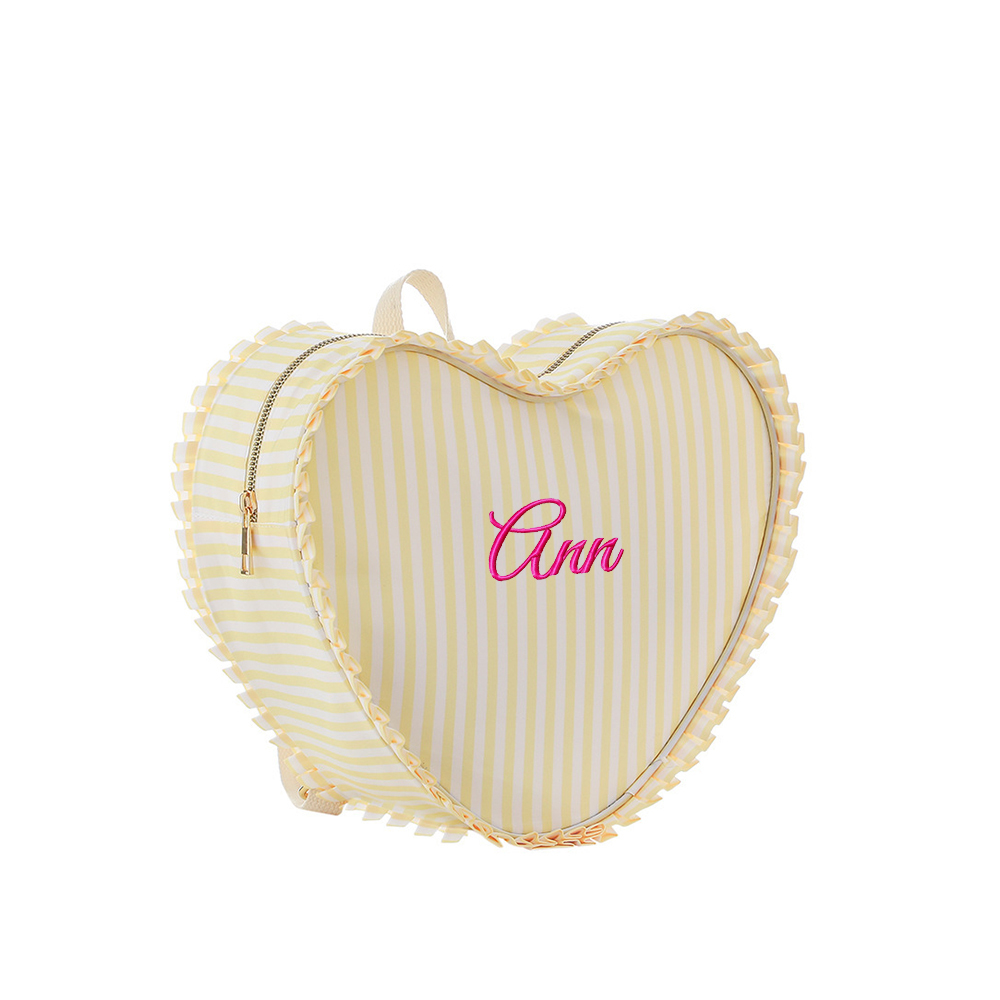 Personalized Girl Embroidered  Name Heart Backpack