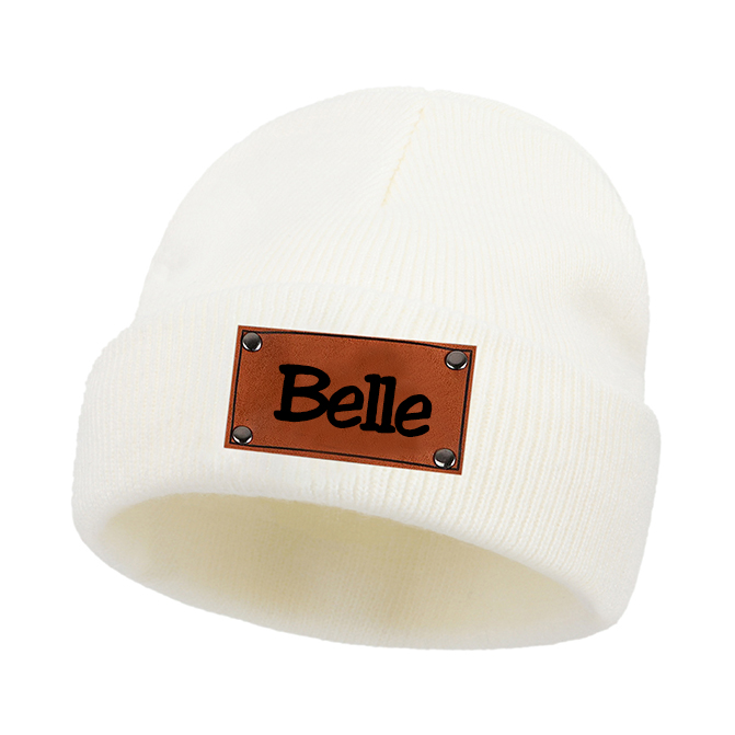 Personalized Leather Patch Kid & Adult Color Beanies for Comfort & Unique | HSKid23