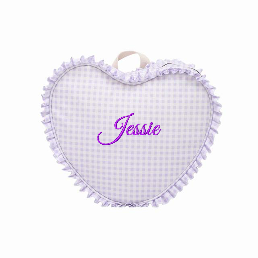 Personalized Girl Embroidered  Name Heart Backpack