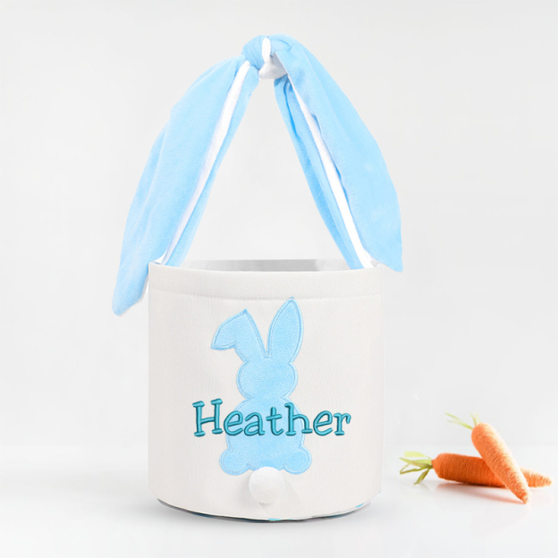 Personalized Easter Embroidered Bunny Basket 