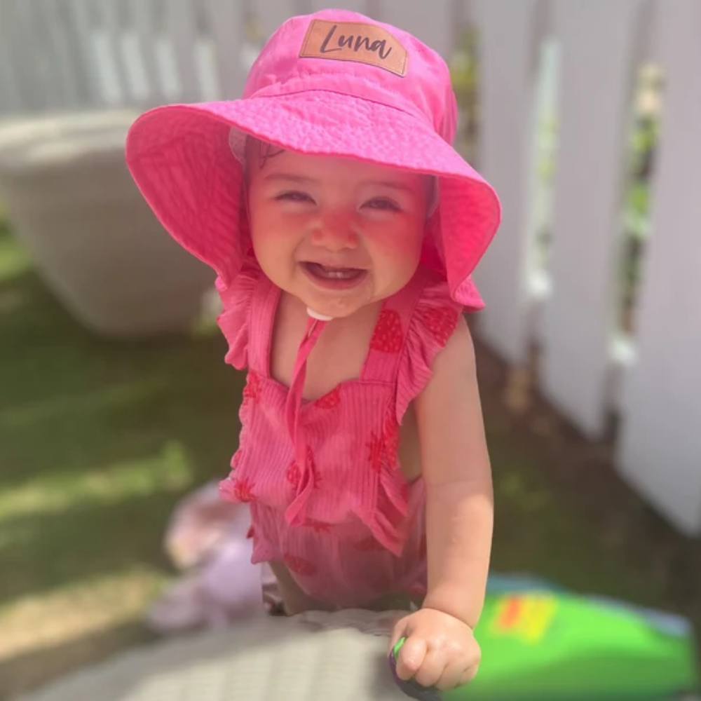 Personalized Kids Leather Patch Bucket Hat