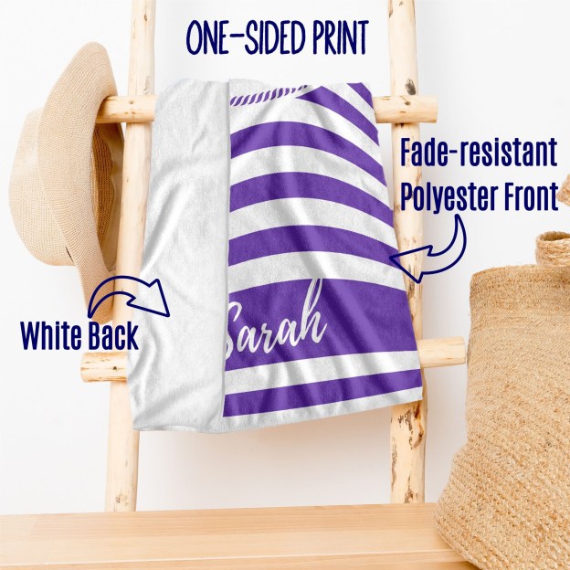 Personalized Striped Beach Towel with Anchor for Summer & Beach | KKTowel57