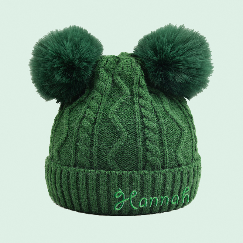 Personalized Embroidery Detachable Pom Pom Hat for Comfort & Unique | HSKid10