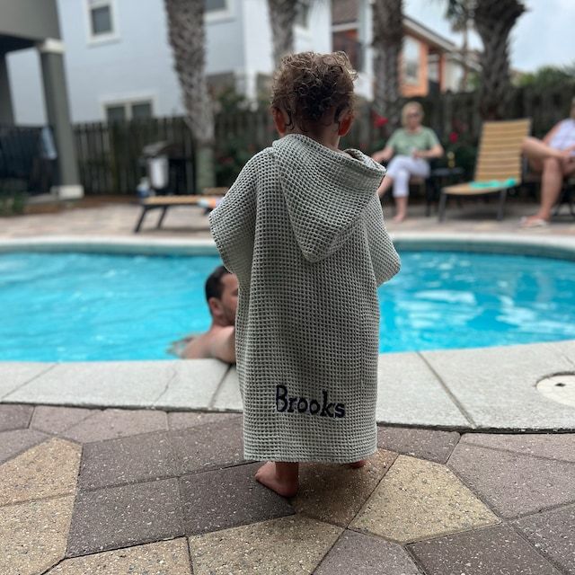 Personalized Kids Waffle Beach Towel Poncho for Summer & Beach | KKTowel60