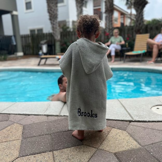 Personalized Kids Waffle Beach Towel Poncho for Summer & Beach | KKTowel60