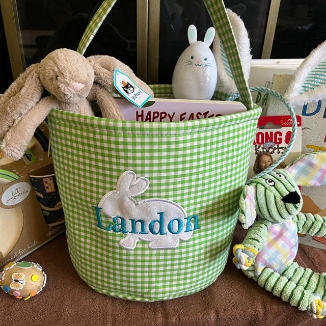 Personalized Easter Embroidered Bunny Basket 
