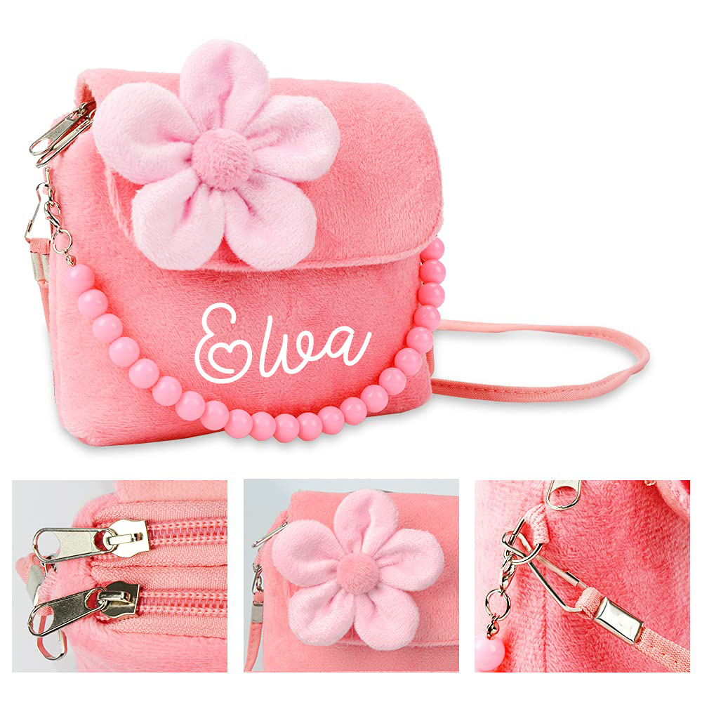Personalized Girls Plush Handbags With Costume Jewelry Set