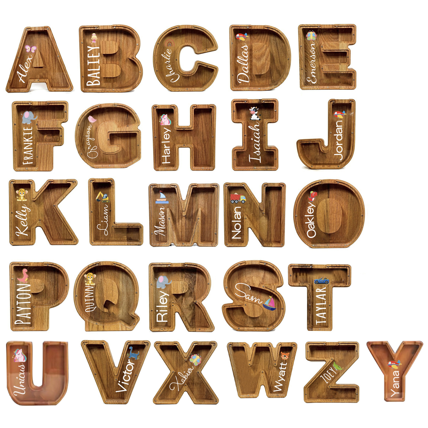 Personalized Kid Cute Wood Letter Money Boxes