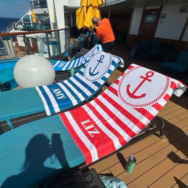 Personalized Striped Beach Towel with Anchor for Summer & Beach | KKTowel57