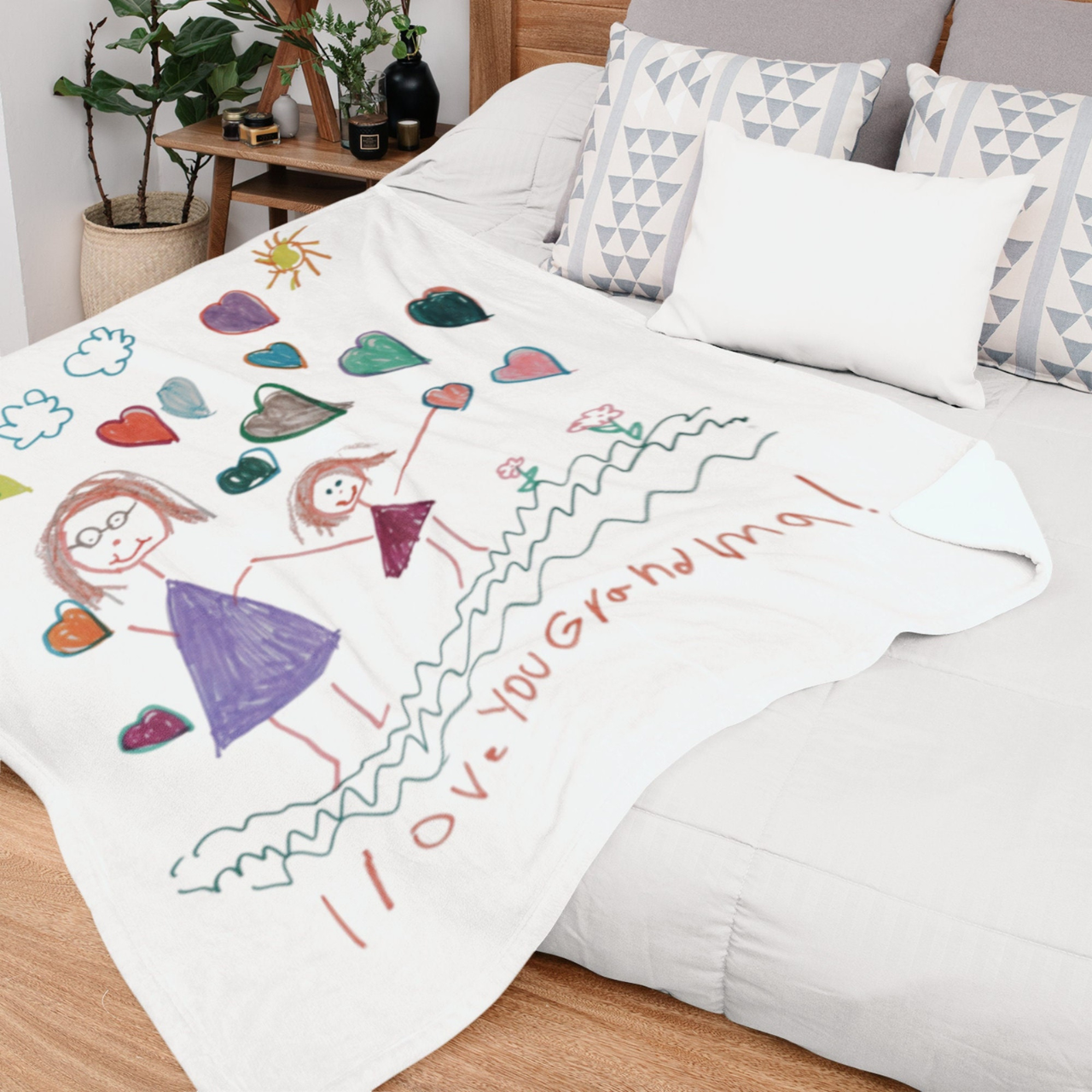 Personalized Lovely Kid‘s Drawing On Blanket for Comfort & Unique | BKKid14