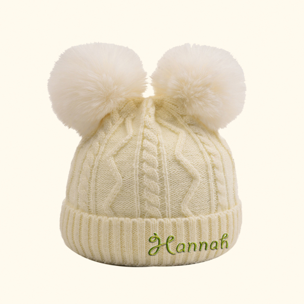 Personalized Embroidery Detachable Pom Pom Hat for Comfort & Unique | HSKid10