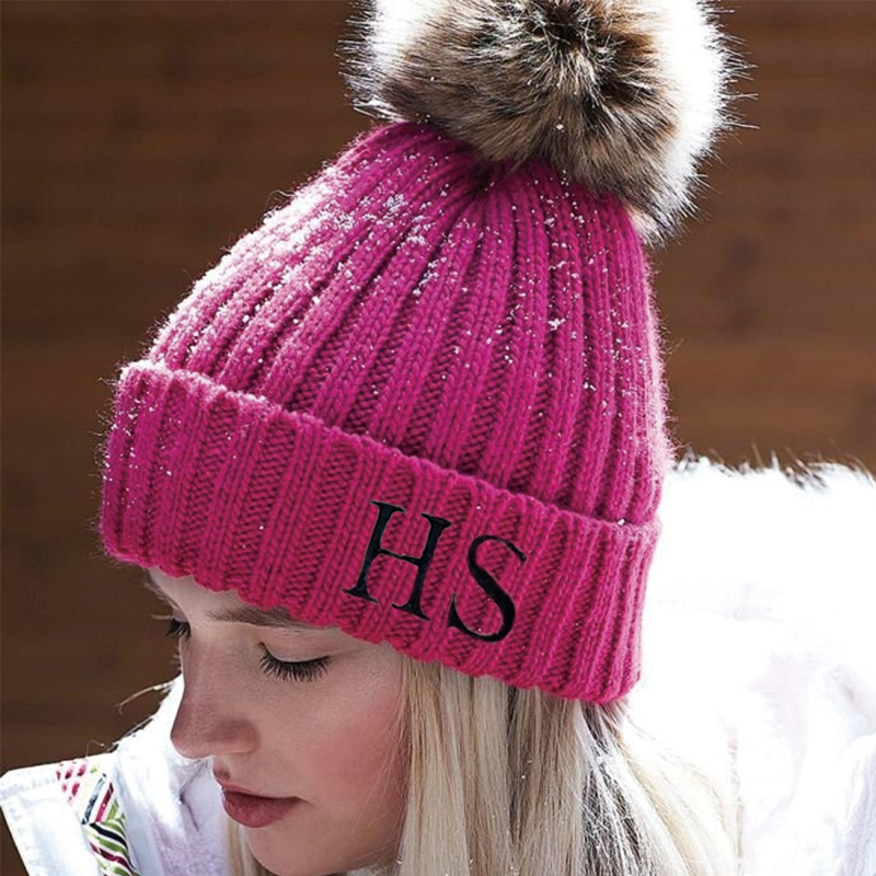 Personalized Embroidery Detachable Pom Pom Hat and Scarf for Comfort & Unique | HSKid05