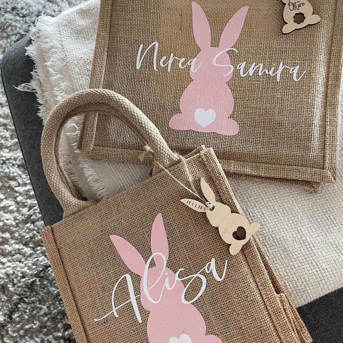 Personalized Kid Easter Bunny Jute Bag 