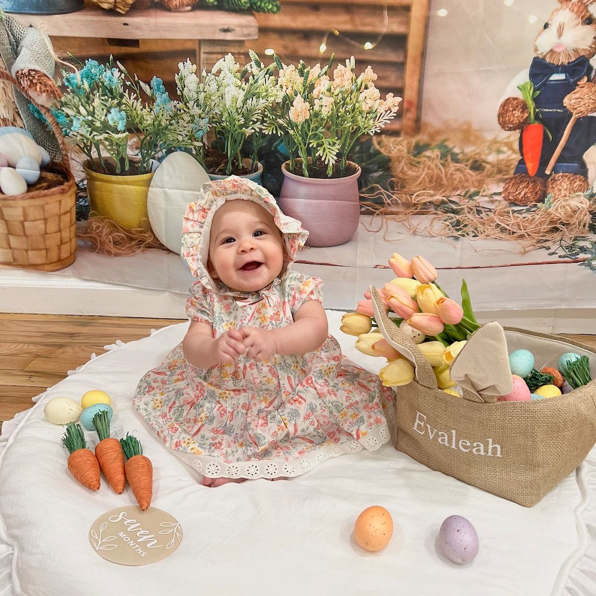 Personalized Easter Embroidered Bunny Basket 
