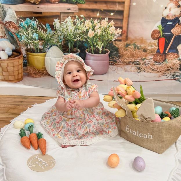 Personalized Easter Embroidered Bunny Basket 