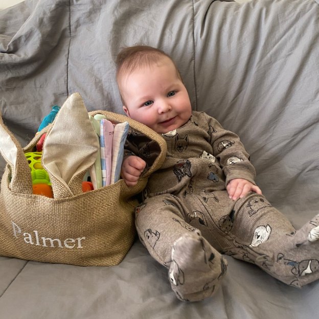 Personalized Easter Embroidered Bunny Basket 