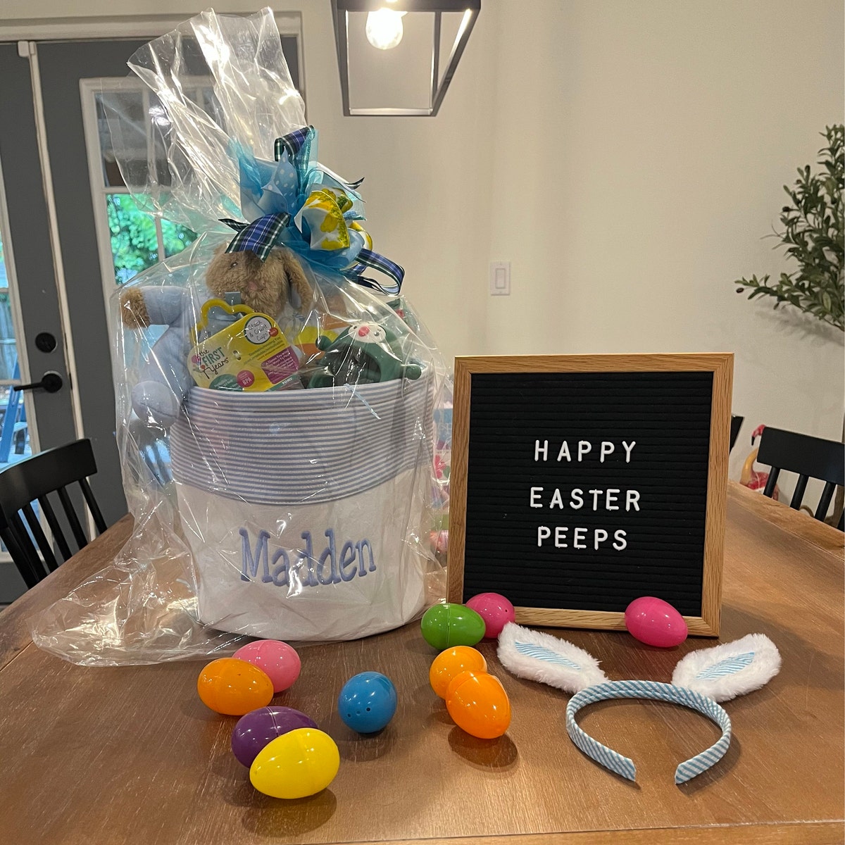 Personalized Kid Embroidered Easter Canvas Baskets 