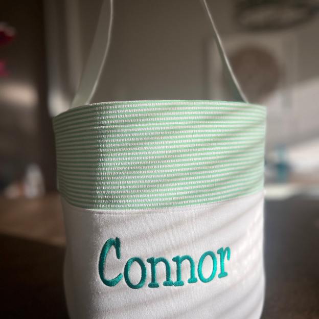 Personalized Kid Embroidered Easter Canvas Baskets 