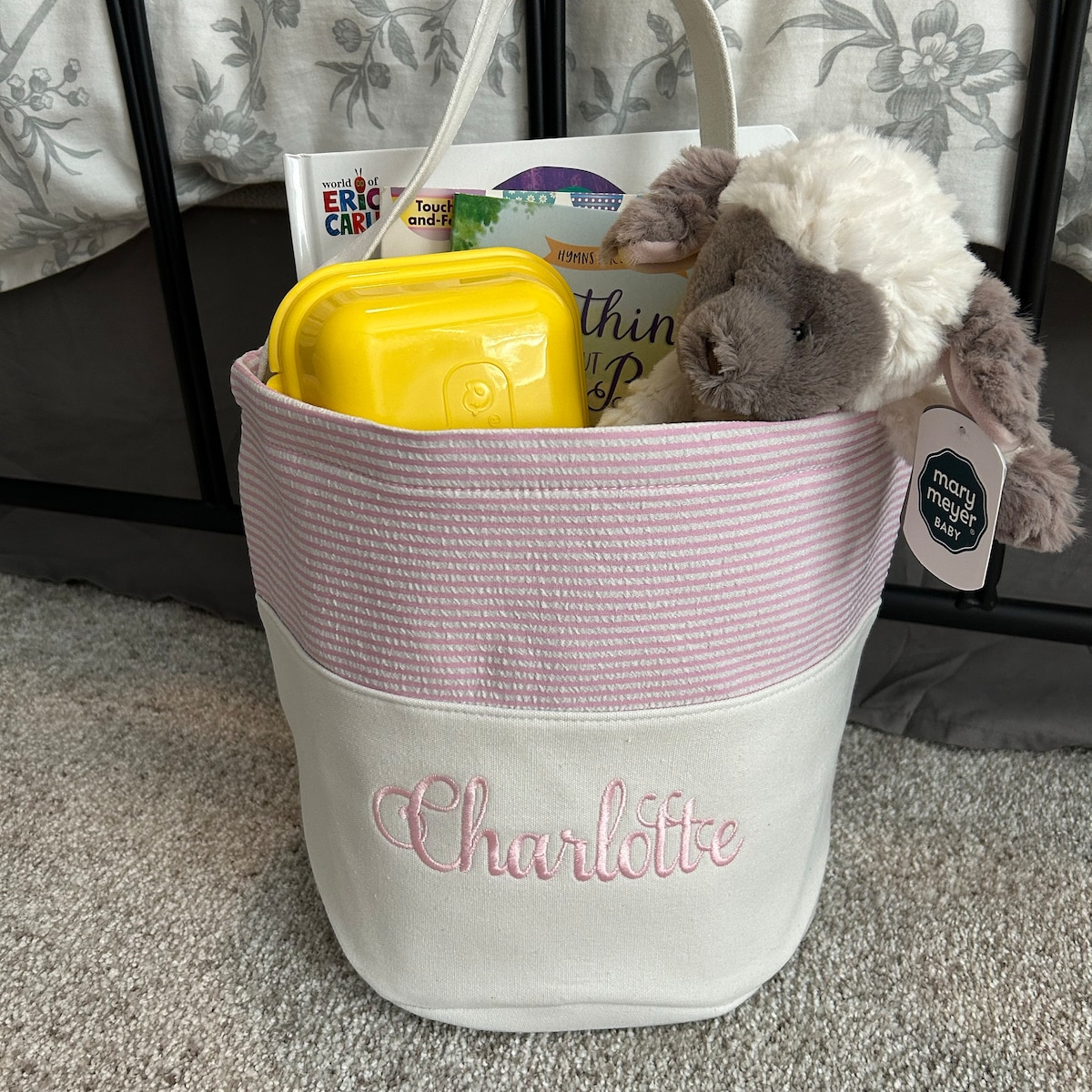 Personalized Kid Embroidered Easter Canvas Baskets 
