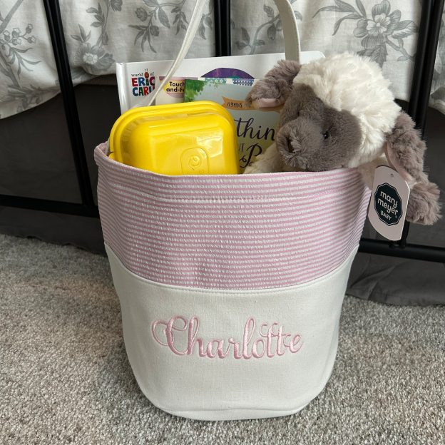 Personalized Kid Embroidered Easter Canvas Baskets 