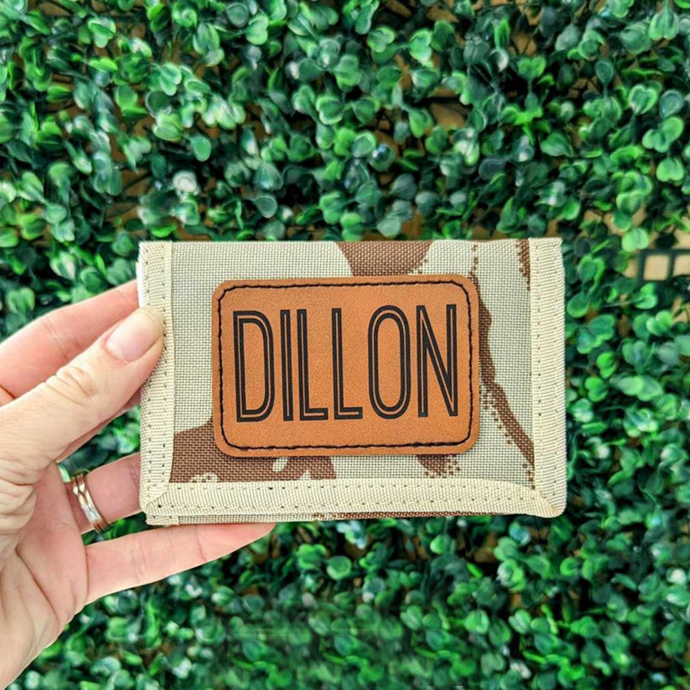 Personalized Kid Leather Patch Camo Wallet