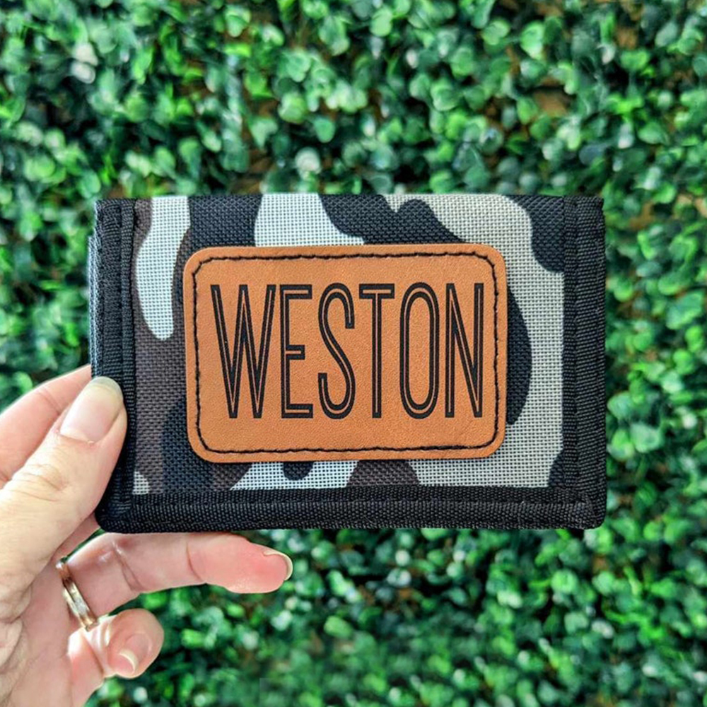 Personalized Kid Leather Patch Camo Wallet