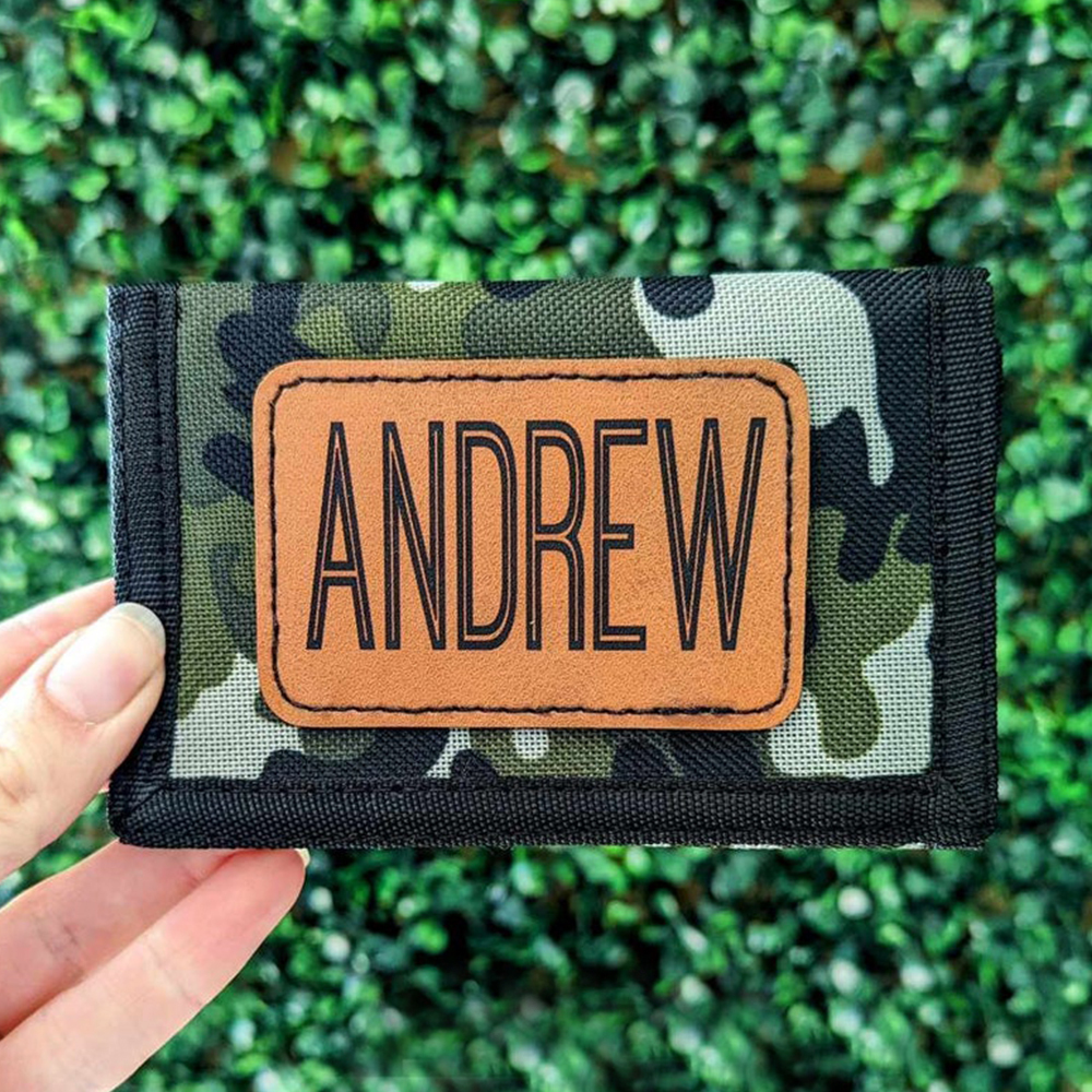 Personalized Kid Leather Patch Camo Wallet