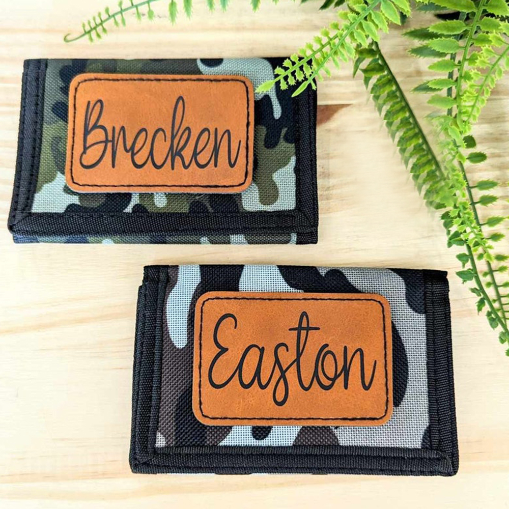 Personalized Kid Leather Patch Camo Wallet