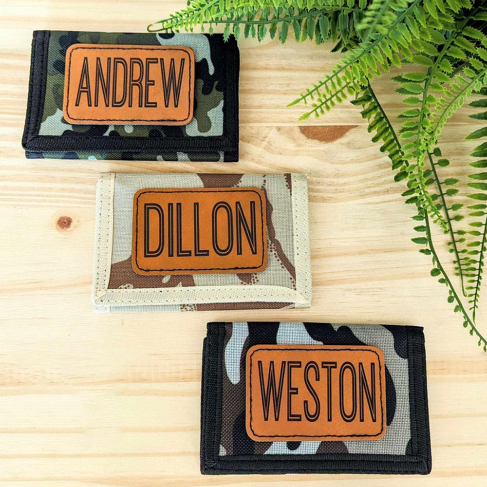 Personalized Kid Leather Patch Camo Wallet