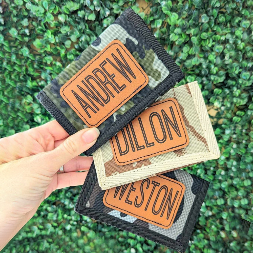 Personalized Kid Leather Patch Camo Wallet