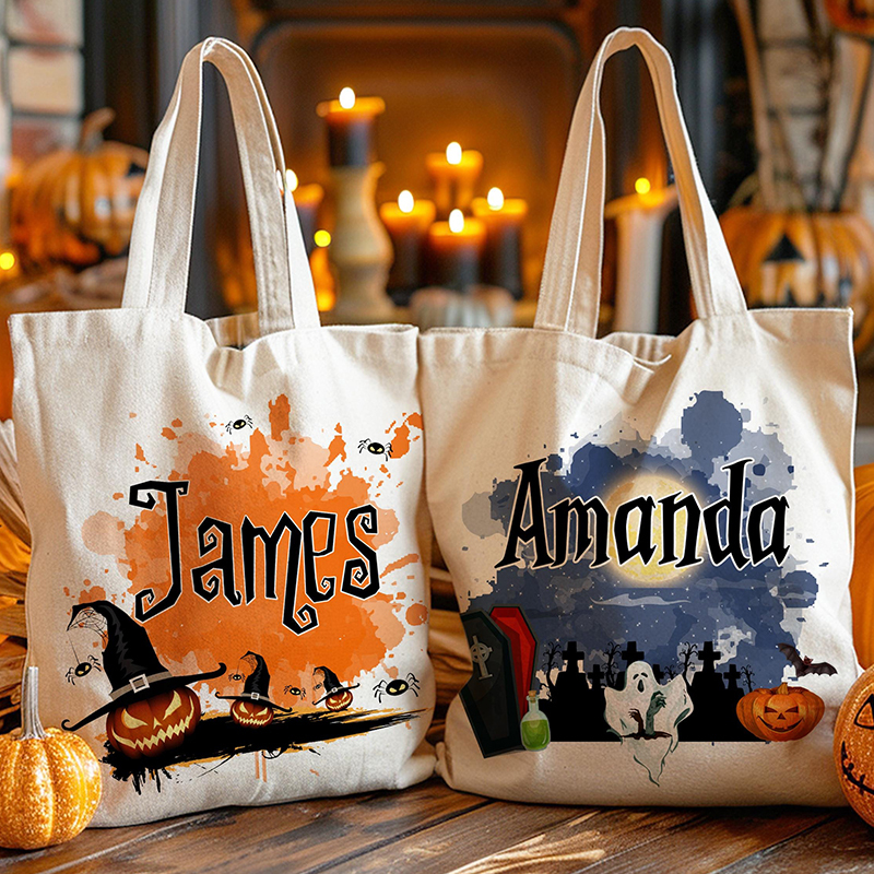 Personalized Halloween Trick or Treat Tote Bag 