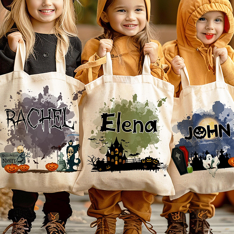 Personalized Halloween Trick or Treat Tote Bag 