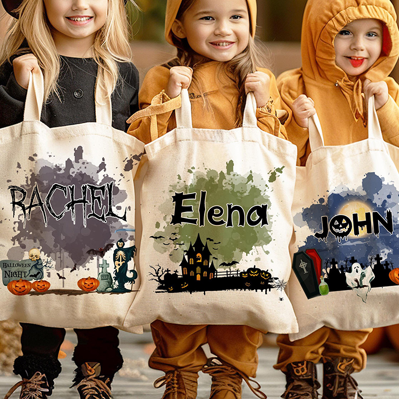 Personalized Halloween Trick or Treat Tote Bag 