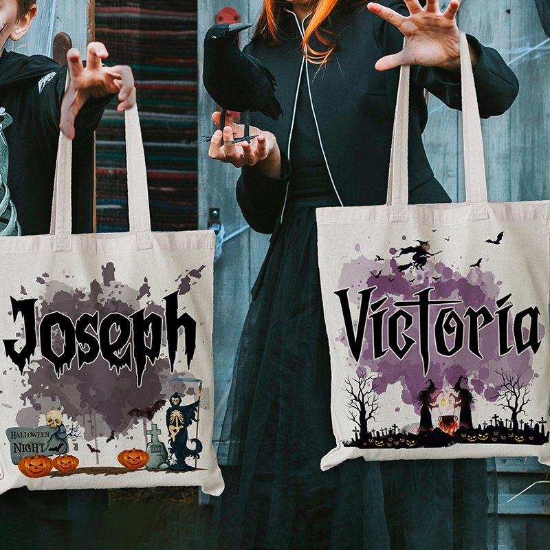 Personalized Halloween Trick or Treat Tote Bag 